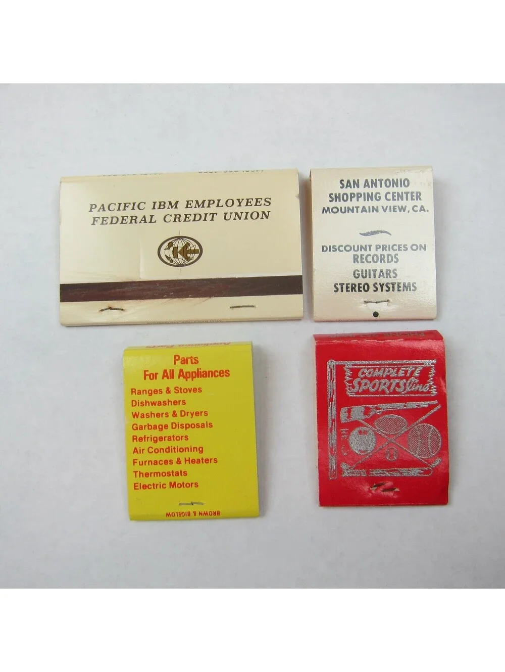4 Matchbook Covers Pacific IBM Credit Union Hals Music Center Cupertino Sport CA